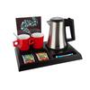 Wood Black Tray Signum With Star Kettle